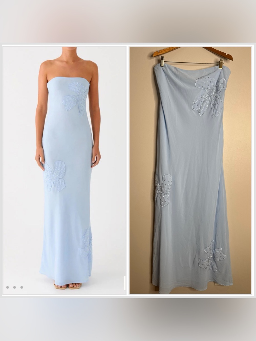 NWT Peppermayo Blue Sassafras Beaded Strapless Floral Appliqué Maxi Dress 2XL 12